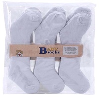 Prix de gros d'usine Chaussettes blanches pour nouveau-nés Chaussettes unies en coton blanc pour bébés Chaussettes de printemps