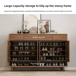 <span class=keywords><strong>Zapatero</strong></span> <span class=keywords><strong>Modular</strong></span> Ajustable de Madera Maciza Moderna con Estante Inferior Abierto para la Entrada del Hogar y Almacenamiento en Apartamentos - Product Image 4