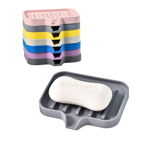 Soap Dish Rectangular Striped Silicone Deck Mount Drainage Bathroom Storage Custom Made - Product Image 2
