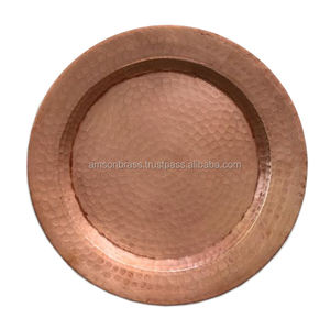 Assiette de chargeur Assiettes Assiette de chargeur Métal Cuivre pur martelé Chargeur rond Articles de table - Product Image 3