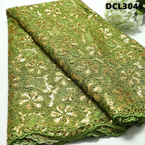 Tissu en dentelle guipure brodée de luxe coréenne originale avec paillettes, fil doré et cordon laser <span class=keywords><strong>soluble</strong></span> dans l'eau - Product Image 3