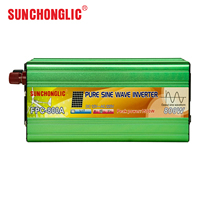 Onduleur solaire Sunchonglic 800W 12V DC 220V AC monophasé 50Hz à onde sinusoïdale pure pour usage domestique avec sortie USB, vert, garantie 12 mois