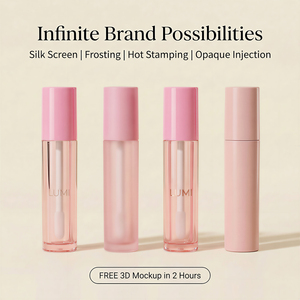 Tube vide pour gloss à lèvres rose irisé - Product Image 4