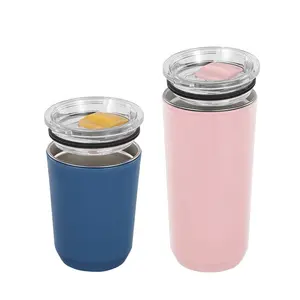 Promotional Business Gifts Plastic Cups Bottles Tumbler with Lid & Straw Summer Products Stainless Steel Insulated Tumbler