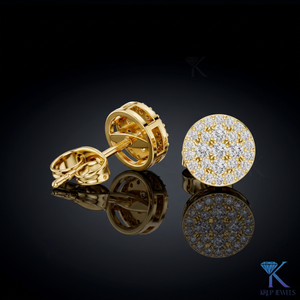 Lab Grown Diamond Round Pave Cluster <b>Stud</b> Earrings Open Gallery 14K Solid Gold Fine Women Jewelry Wedding Anniversary Gift - Product Image 1