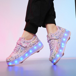 Kids Roller Shoes With Led Lights Double Row Wheels Mesh Lining Size 29 42 - Product Image 4