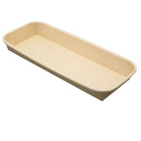 Emballage à emporter en papier kraft recyclable pour sandwich/sushi/sashimi/croustilles/sucre, avec couvercle brillant laminé et gaufrage moderne