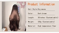 Perruque synthétique résistante à la chaleur, couleur brun foncé, grandes ondulations, courbure naturelle, dentelle transparente 13*4, pour femmes