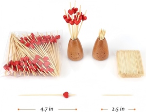 Stuzzicadenti a Forma <span class=keywords><strong>di</strong></span> Cuore Rosso in Bambù per Cocktail, Matrimoni, San Valentino, Dessert, Salumi e Bevande - Product Image 2