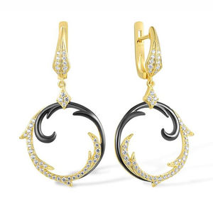 LAVINA <b>Vintage</b> 18K <b>Gold</b> Plated 925 Sterling Silver Dangle <b>Earrings</b> Luxury Zircon Fashion Jewelry Unisex Perfect Gift - Product Image 1