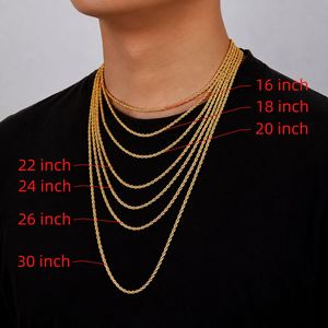 Wholesale Twisted <b>Rope</b> <b>Chain</b> 2mm 3mm 5mm 6mm 8mm 10mm Gold Plated Stainless Steel Hip Hop Necklace Jewelry - Product Image 6