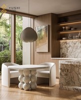 Table à manger en travertin blanc poli moderne de luxe YUSHI pour hôtels et meubles de maison