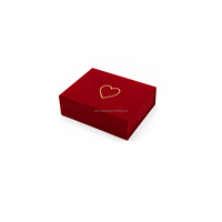 Boîte cadeau de mariage en velours de luxe Kexin avec logo en forme de cœur en feuille d'or et fermeture magnétique