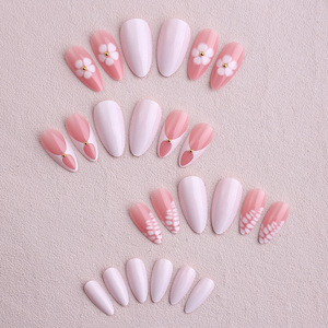 Faux <span class=keywords><strong>ongles</strong></span> à presser faits main, style INS, motifs léopard et fleurs, forme amande, pour DIY et fêtes, vente en gros transfrontalière, certifiés CE - Product Image 3