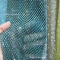Tissu en résille de luxe avec des pierres carrées scintillantes de 3 mm, strass, cristaux élastiques, dentelle pour robe