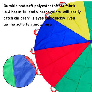 Parachute arc-en-ciel de 12 pieds, jouet parachute pour enfants, parachute avec poignées, équipement de jeu intérieur et extérieur - Product Image 3