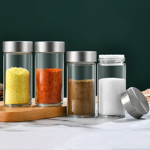 Piccola bottiglia di condimento in vetro sale e pepiera barattoli di spezie rotondi di 9cm di altezza con Shaker coperchi in acciaio inossidabile - Product Image 2