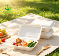 Sumkoka Contenants alimentaires à emporter 100% compostables et biodégradables 9x6, boîte à lunch jetable en bagasse de canne à sucre