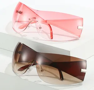DL Brille Einteilige Linse Trendy Overs ized Sun Brille Wrap Around Radfahren Y2K Futuristische Sonnenbrille Frauen OEM Brillen