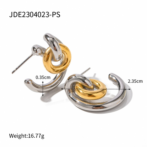 J & D anting-anting baja tahan karat wanita, perhiasan Fashion minimalis baja tahan karat pelat emas 18k - Product Image 6