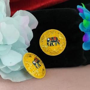 Pendientes de tuerca de latón esmaltados Meenakari ligeros, joyería artesanal India para niñas, boda festiva, estilo diario - Product Image 3