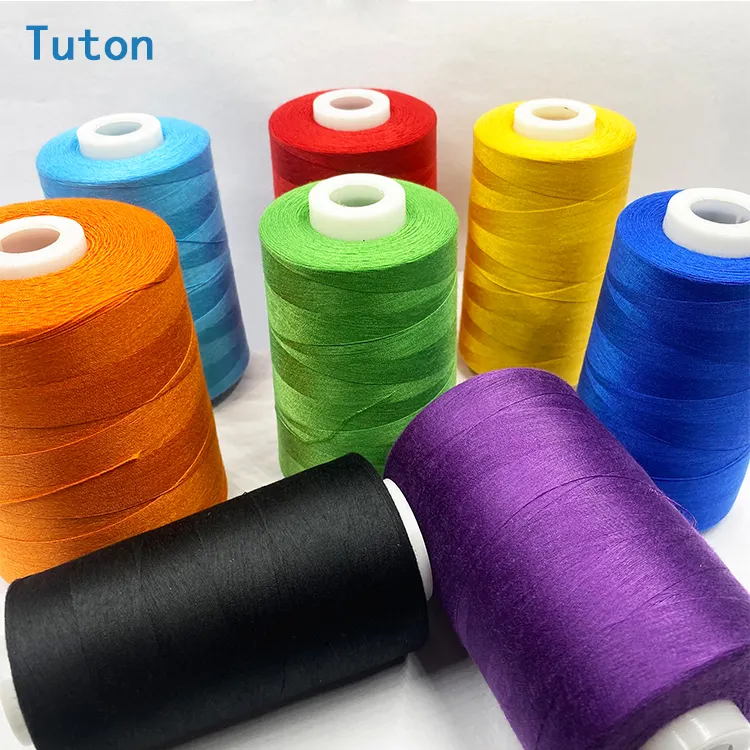 TUTON 22 Jahre Fabrik lieferant Preis gesponnen 100% Polyester 40/2 Nähgarn 5000M mit verschiedenen Farben