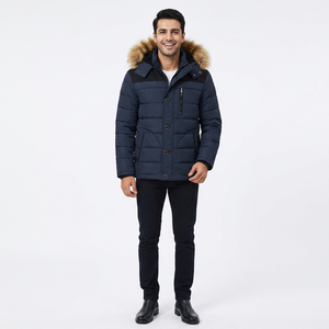 Chaqueta Parka de Invierno para Hombre, Cuello Alto de Lona, Impermeable, Térmica, con Capucha, Talla Grande, Estilo Casual - Product Image 1