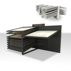 Tianfan Tile reclined frame showroom granite display rack design metal slab tile floor stone display stand