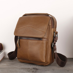 Joyir Men's Genuine Leather Crossbody <b>Bag</b> Large Capacity Retro Style Everyday Use - Product Image 1