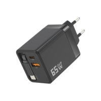 Chargeur GaN PD 65W nouvellement lancé avec câble extensible, chargeurs muraux USB rétractables pour téléphones portables, approuvé CE ROHS U'L
