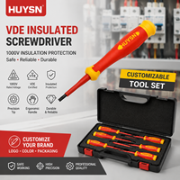 Tournevis de haute précision certifié VDE 1000V HUYSN HX-V21, manche en plastique, finition unie, personnalisation OEM/ODM, garantie 1 an