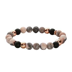 Bohemian Natural Stone <b>Beaded</b> <b>Bracelet</b> Rose <b>Gold</b> Plated Unisex Jewelry - Product Image 1