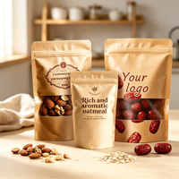Sacs en papier kraft à impression numérique, thermoscellables, avec fenêtre et fermeture éclair, pour l'emballage de noix, café, thé, snacks, vente au détail