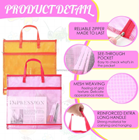 Sacs de rangement JOYSUN pour projets de couture avec poignée et poches en filet pour le patchwork, le tricot, l'artisanat, sac pour Bible, sac pour broderie au point de croix