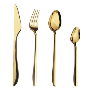 dfu43定制香槟金色现代餐具套装1810不锈钢餐具黄金套装勺子叉刀