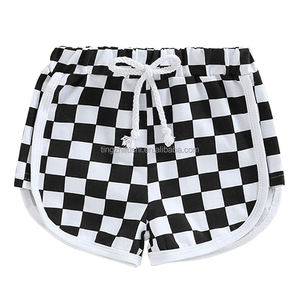 Celana pendek motif kotak-kotak, celana pendek anak laki-laki dan perempuan, pakaian olahraga kembali ke sekolah, tali serut cetakan kotak-kotak musim panas - Product Image 6