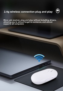<span class=keywords><strong>Souris</strong></span> sans fil rechargeable BT avec USB 2,4 GHz, 1600 DPI, pour ordinateur portable, tablette, PC - Product Image 5