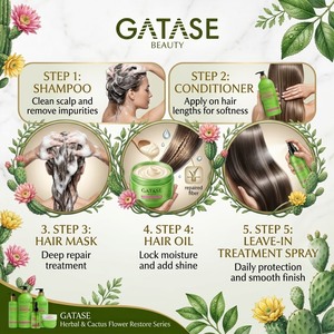 Ensemble shampoing et après-shampoing réparateur aux fleurs de cactus, soin hydratant pour <span class=keywords><strong>cheveux</strong></span> secs et abîmés - Product Image 5