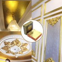 Feuille d'or italienne, 14x14cm, 1000 pièces/paquet, papier pour meubles plafond hôtel et maison décoration murale dorure feuilles d'or