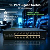 Commutateur réseau Gigabit 16 ports ANPA AP-6016G 10/100/1000 Mbps 38 Gbps Plug and Play QoS Empilable pour caméra IP NVR SMB Bureau