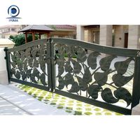 Portail d'entrée décoratif personnalisé de luxe avec détails dorés antiques et revêtement en poudre antirouille, portail double battant en fer forgé