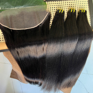 Paquete de 3+1 Extensiones de Cabello Humano Virgen Indio Yaki Liso al por Mayor con Set Frontal de Encaje HD 13x4 - Product Image 3