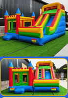 Castillo Inflable Grande con Tobogán, Casa de Brinco para Niños, Alquiler para Fiestas de Cumpleaños y Eventos en el Patio