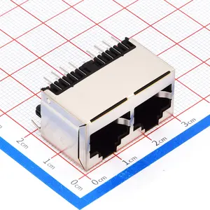 Conector fêmea rj45 52-1x2, porta 8p8c blindado integral tipo vertical rj45