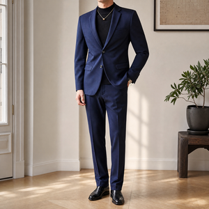 Completo da Uomo di Alta Qualità, Elegante per Cerimonie e Matrimoni, Vestibilità Slim, 3 Pezzi: Blazer Monopetto, Pantaloni e Gilet, Professionale - Product Image 4