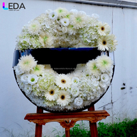 Couronne funéraire blanche LEDA de haute qualité, fleur artificielle, pour hommage funéraire et souvenir