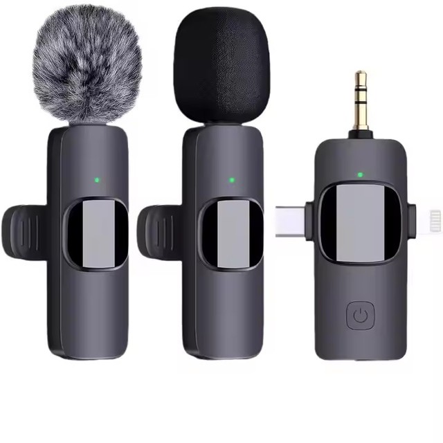 K15Wireless Lavalier Microphone for iPhone Android Camera,3-in-1Mini Microphone 2.4G Ultra-Low Delay for Video Recording/Vlog