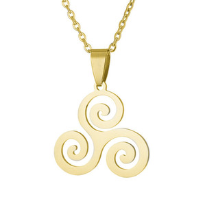 Collar con Colgante Inspirado en la Película Teen Wolf, <span class=keywords><strong>Triskele</strong></span>, Triskelion, de Acero Inoxidable Plateado, Joyería Redonda para Mujer, Regalos - Product Image 2