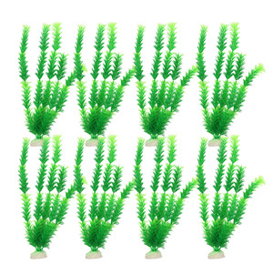 Set di 8 Piante Artificiali per Acquario, Erba Verde in Plastica per Decorazione Vasche dei Pesci, Confezione di Vegetazione Acquatica Realistica - Product Image 1