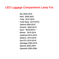 Ampoules de véhicule LED lampe de compartiment à bagages pour Kia Rio Forte Optima Sorento Soul Rondo Cadenza Sedona Sportage Spectra